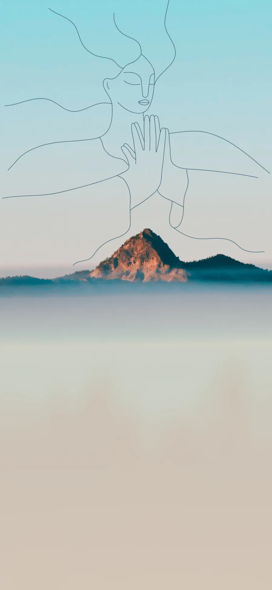 Écran d’accueil d’evolum : le rituel du jour au-dessus d’un lever de soleil en montagne
